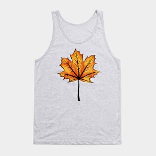 Yellow Orange Autumn Leaf Decorative Botanical Art Tank Top